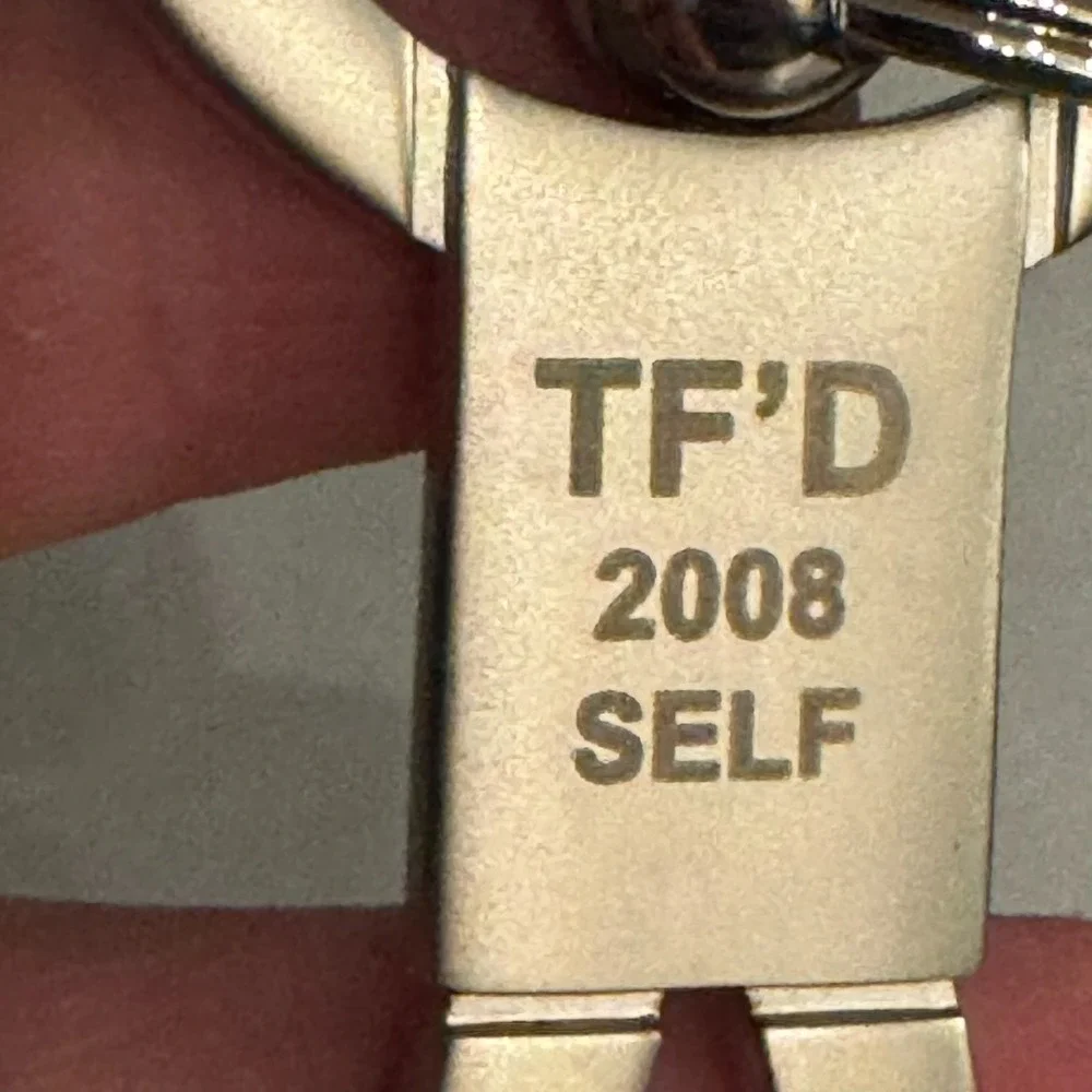 Keychain Key Ring‎ Metal TF'D Self 2008 Silver Tone Person Shaped